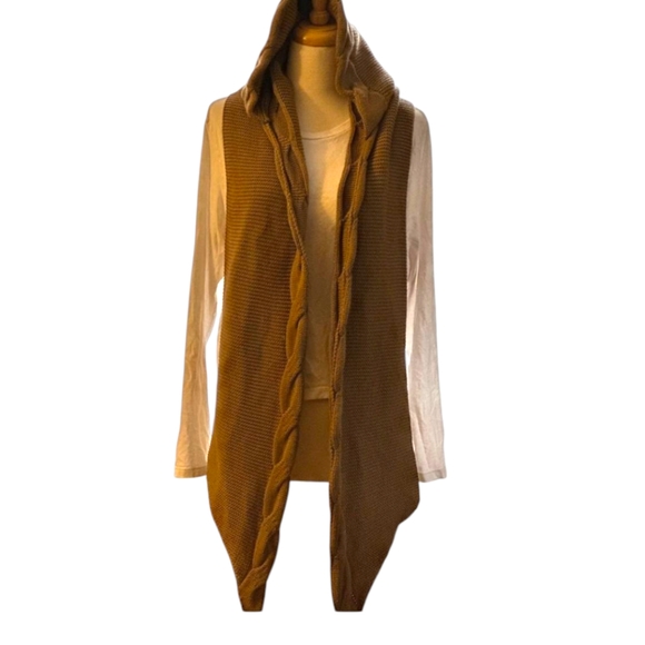 NEW Anthropologie Camel Tan Hooded Scarf / Winter Wrap - Picture 6 of 7